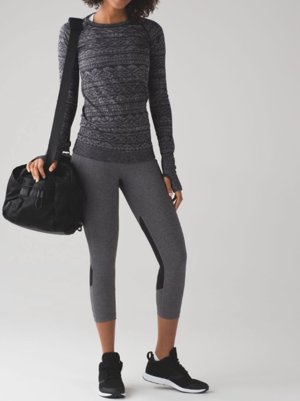 Lululemon Pace Rival Crop Heathered Black/Heathered Slate size 6